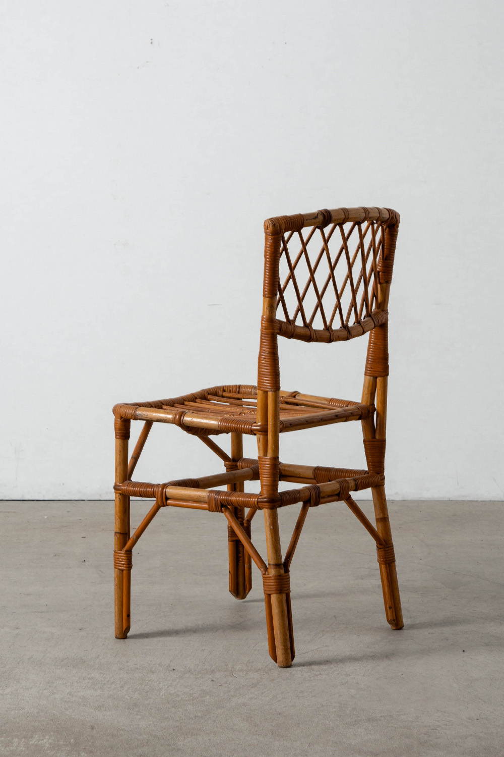 Desk and Chair Set by Louis Sognot in Rattan , Bamboo and Wood