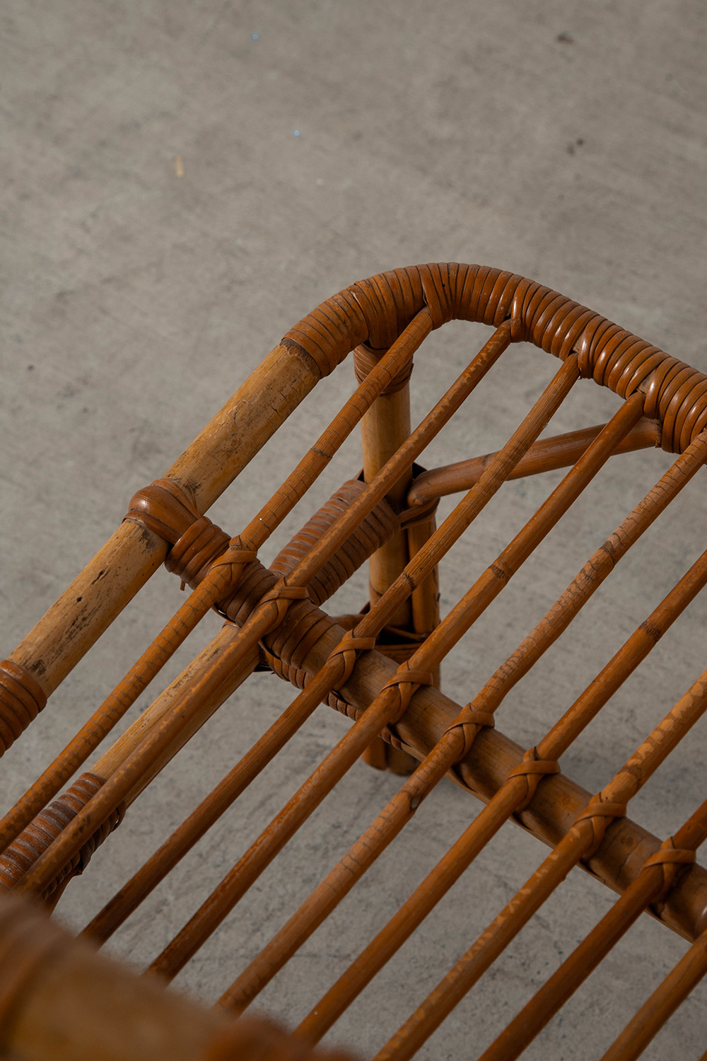 Desk and Chair Set by Louis Sognot in Rattan , Bamboo and Wood