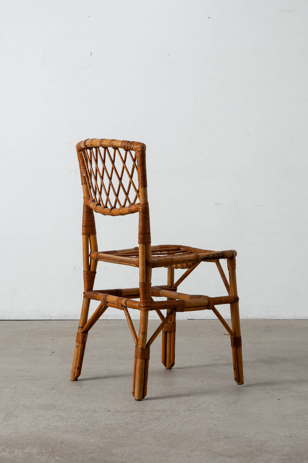 Desk and Chair Set by Louis Sognot in Rattan , Bamboo and Wood