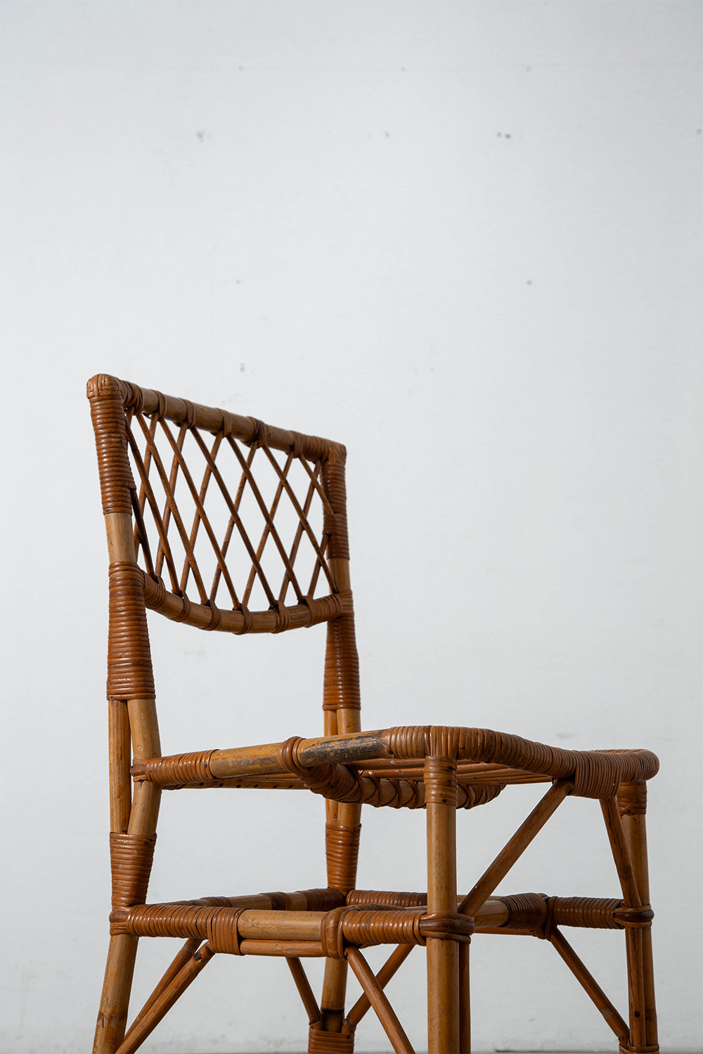 Desk and Chair Set by Louis Sognot in Rattan , Bamboo and Wood