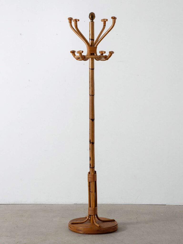 Coat Rack in Wood and Rattan