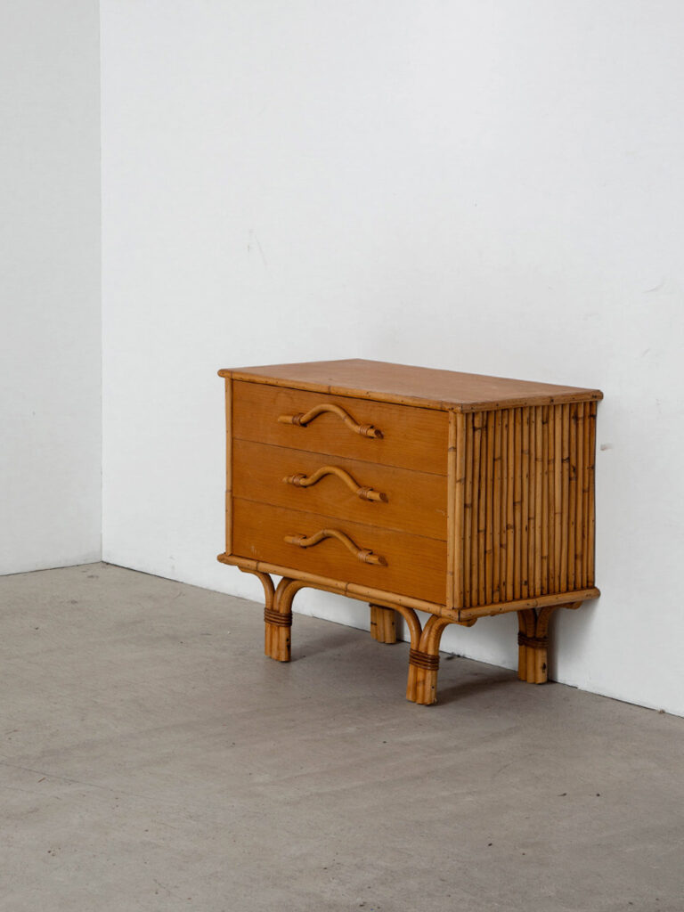 Chest in Wood and Rattan