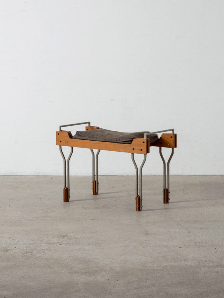 Stool in Wood , Fabric and Metal