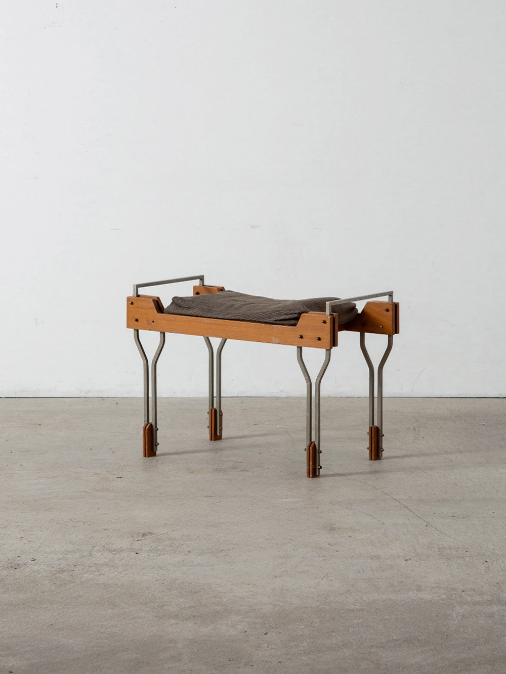 Stool in Wood , Fabric and Metal