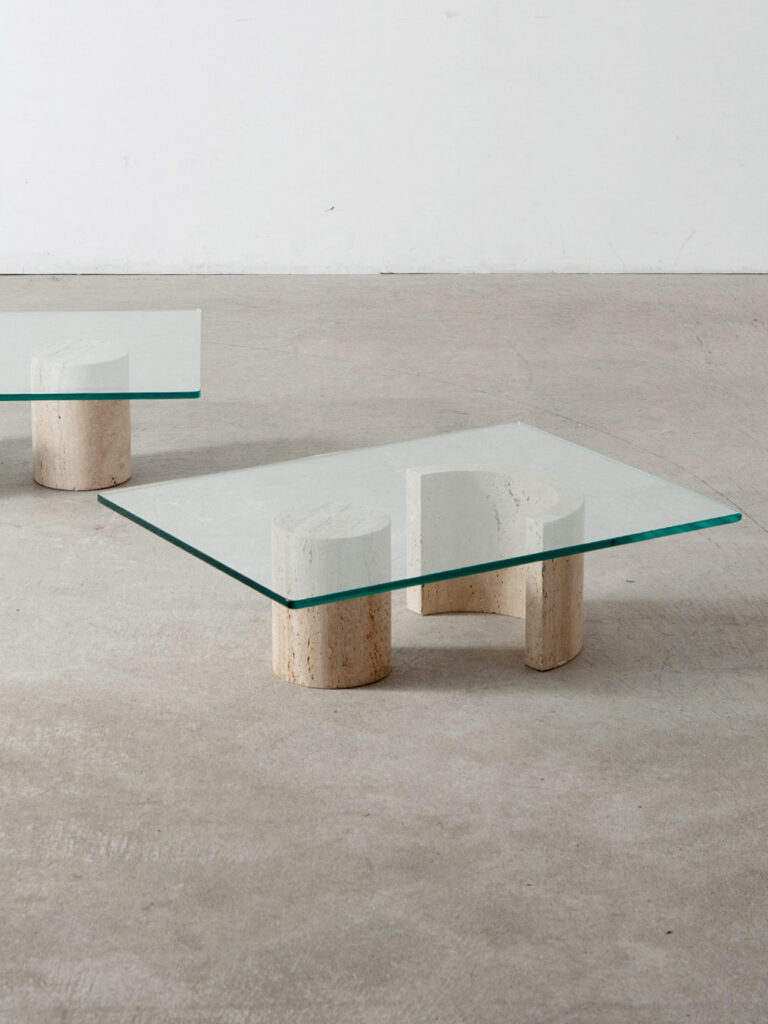 Coffee Table in Glass and Travertine