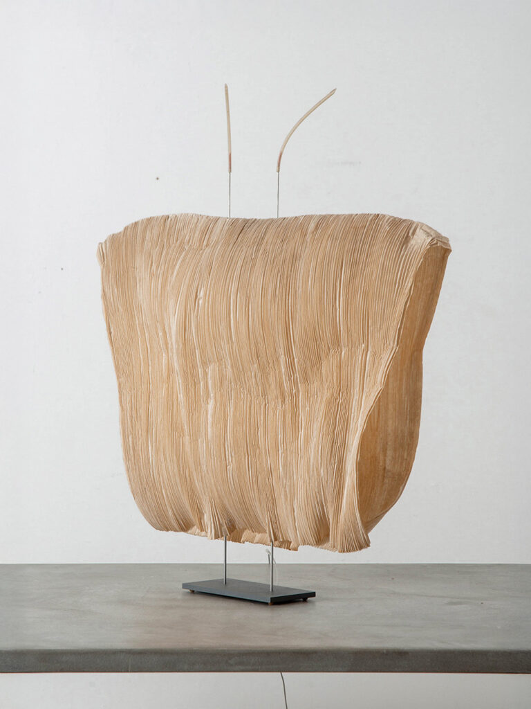 ‘SAMURAI’ Table Lamp by Ingo Maurer and  Dagmar Mombach for Ingo Maurer GmbH in Paper and Steel