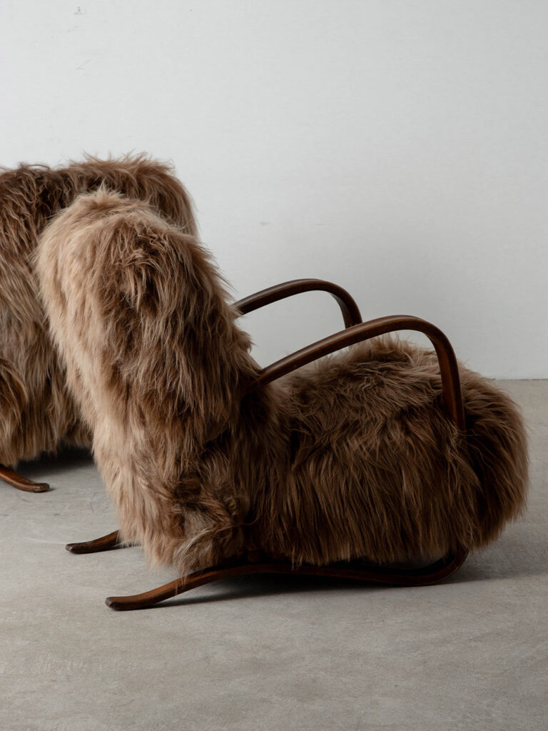 ‘H269’ Lounge Chair Set by Jindrich Halabala for UP Závody in Beech and Sheepskin