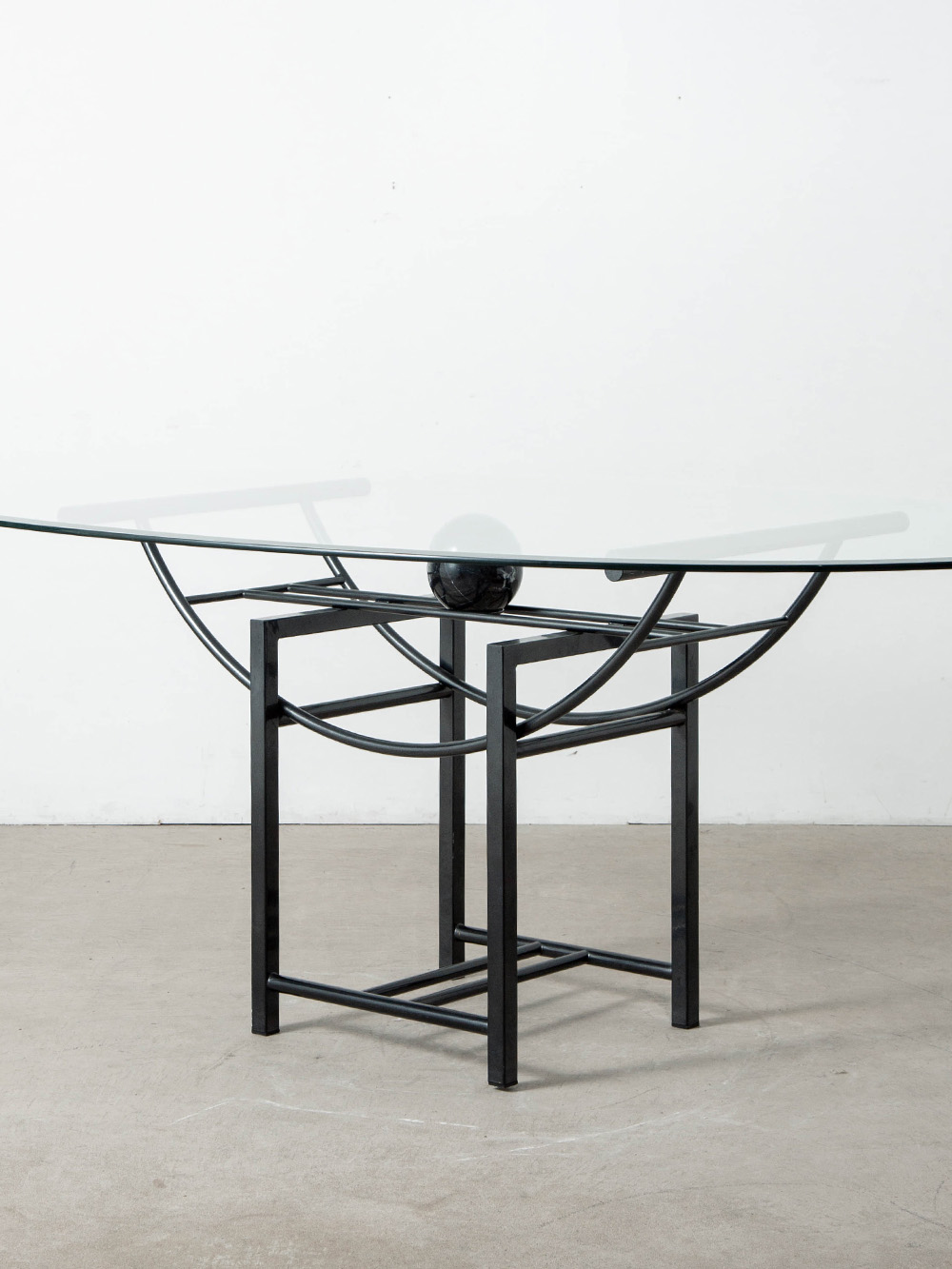 Dining Table in Glass , Marble and Steel