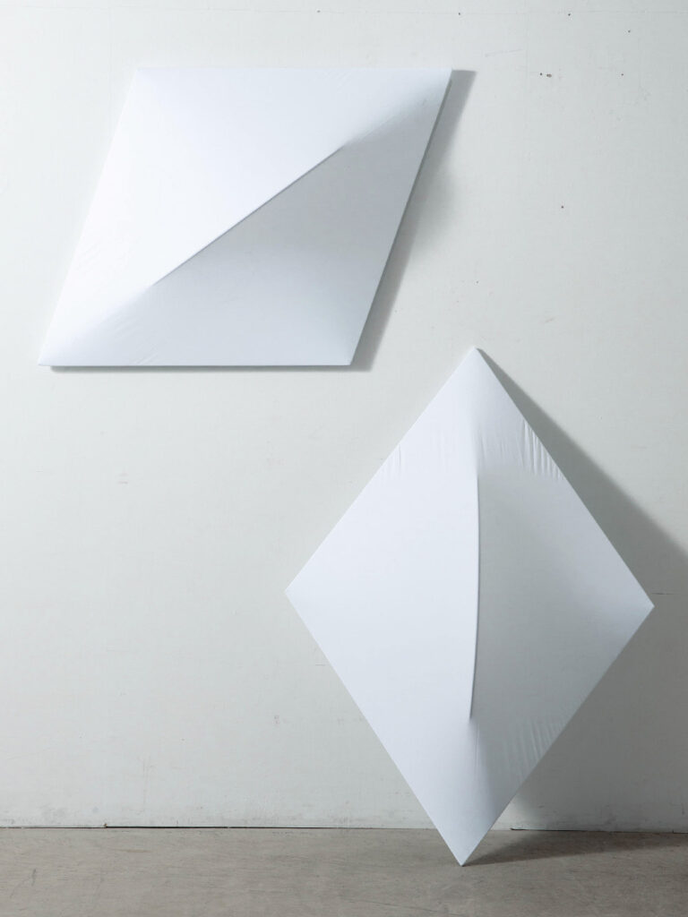 ‘Saori’ Wall Lamp by Kazuhide Takahama for Sirrah in Plastic and Polyesterin Metal and Fabric