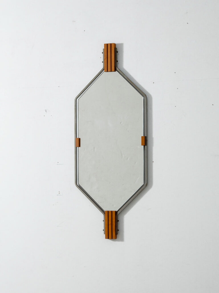 Wall Mirror in Glass , Wood and Steel