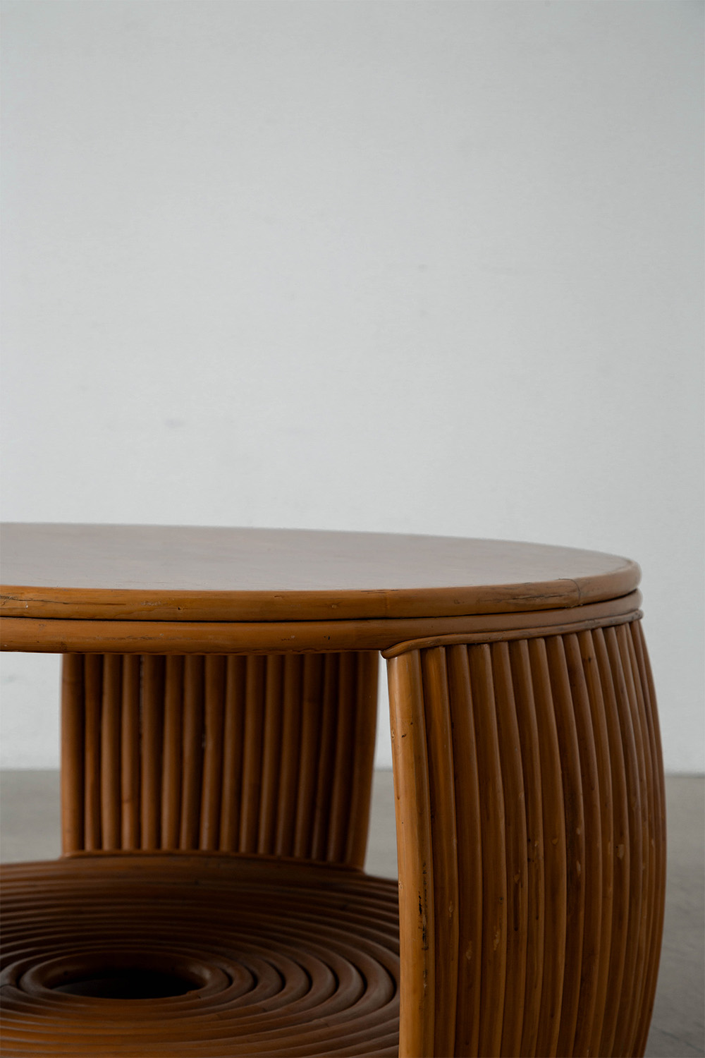 Coffee Table in Wood and Rattan