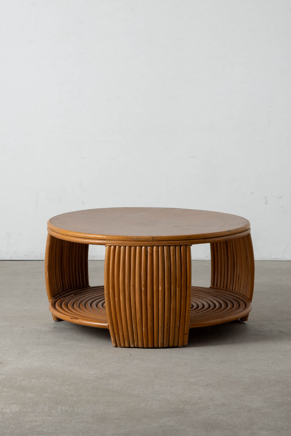 Coffee Table in Wood and Rattan