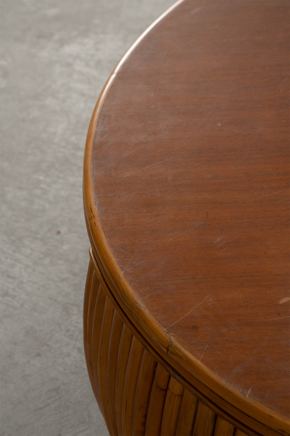Coffee Table in Wood and Rattan