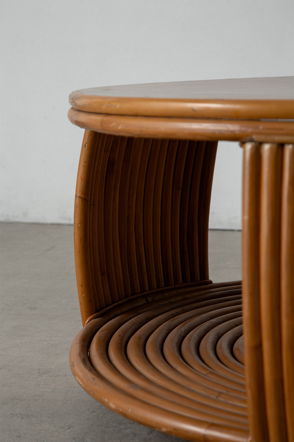 Coffee Table in Wood and Rattan