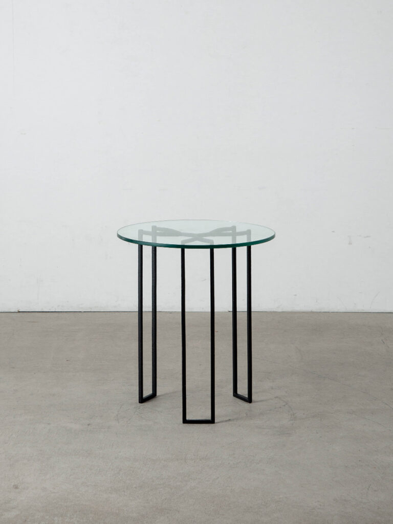 Glass Side Table in Glass and Iron