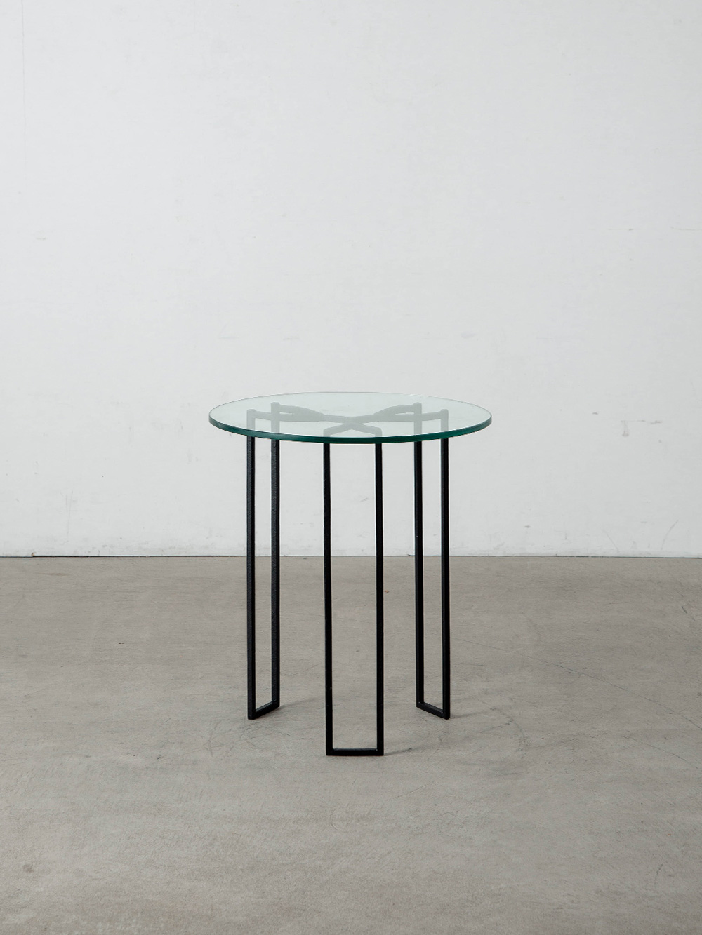 Glass Side Table in Glass and Iron