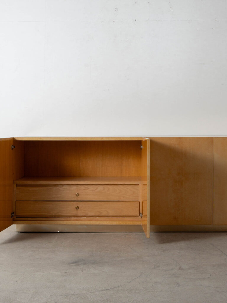 Sideboard by Aldo Tura for Tura Milano in Goat Leather , Wood and Glass