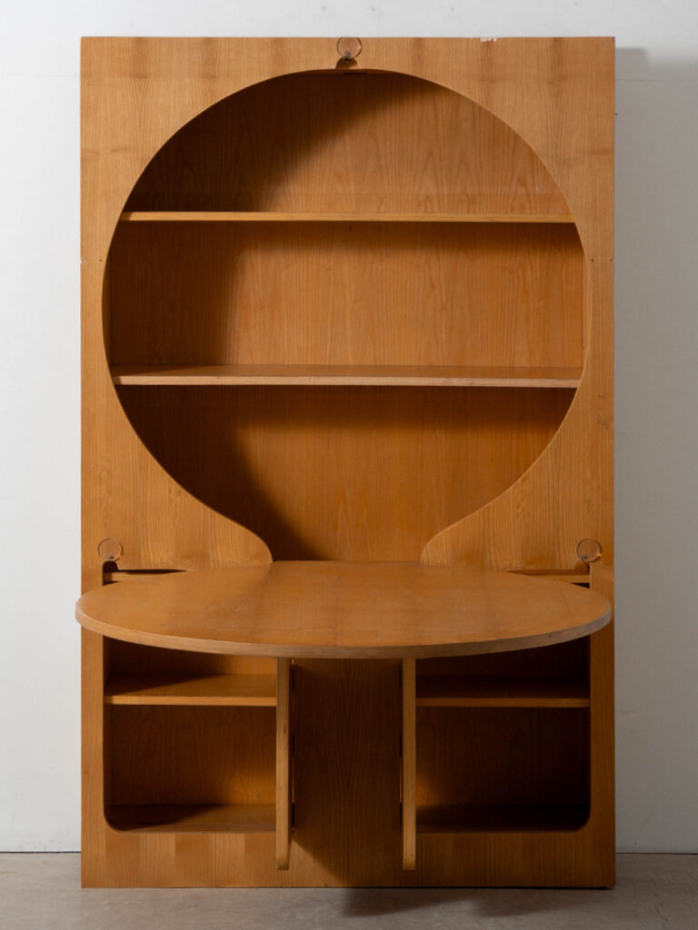 Bookcase with Flap Table by Anonima Design for Bonetto in Birch