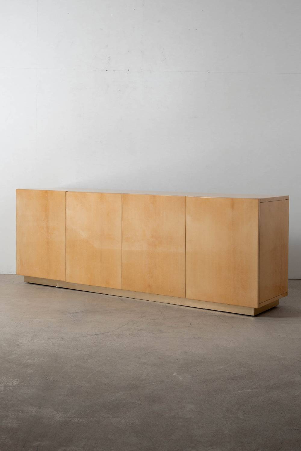 Sideboard by Aldo Tura for Tura Milano in Goat Leather , Wood and Glass
