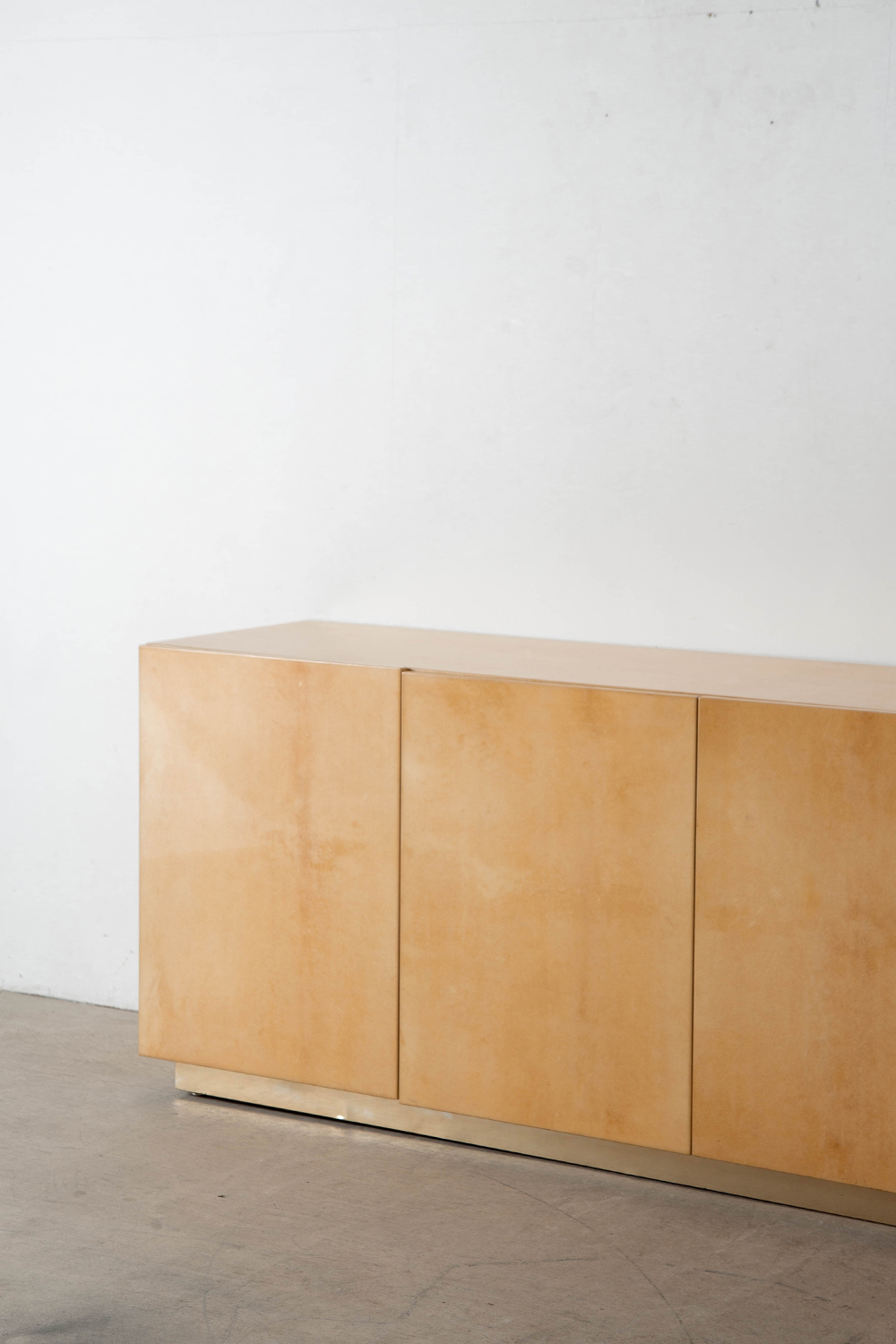 Sideboard by Aldo Tura for Tura Milano in Goat Leather , Wood and Glass
