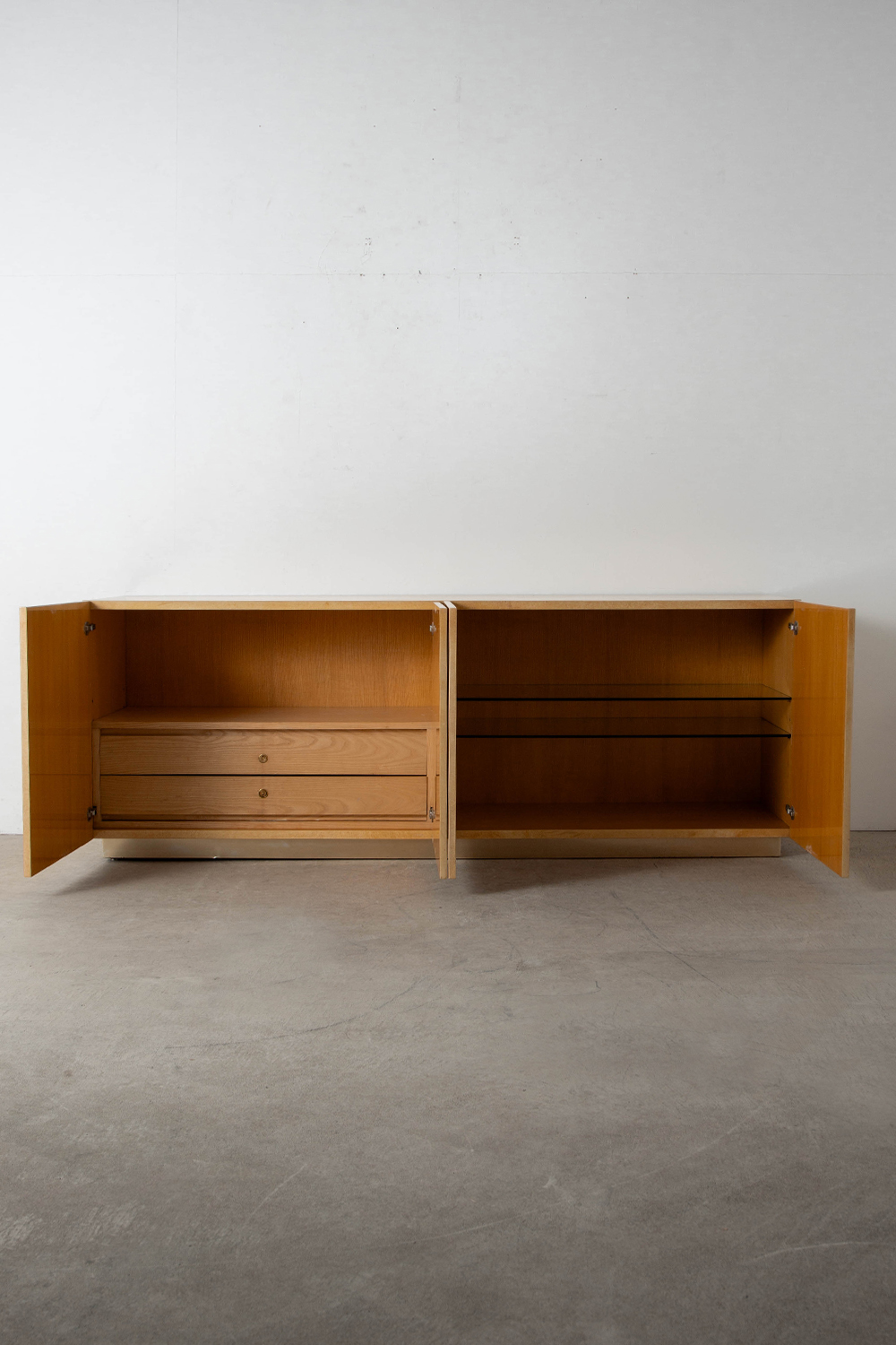 Sideboard by Aldo Tura for Tura Milano in Goat Leather , Wood and Glass