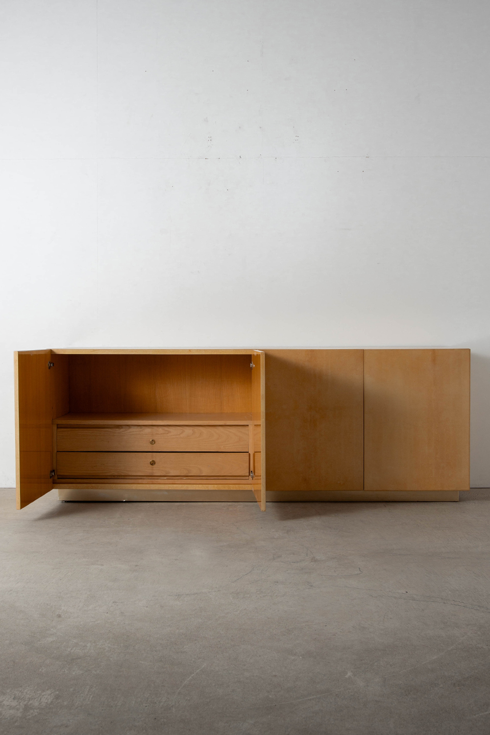 Sideboard by Aldo Tura for Tura Milano in Goat Leather , Wood and Glass