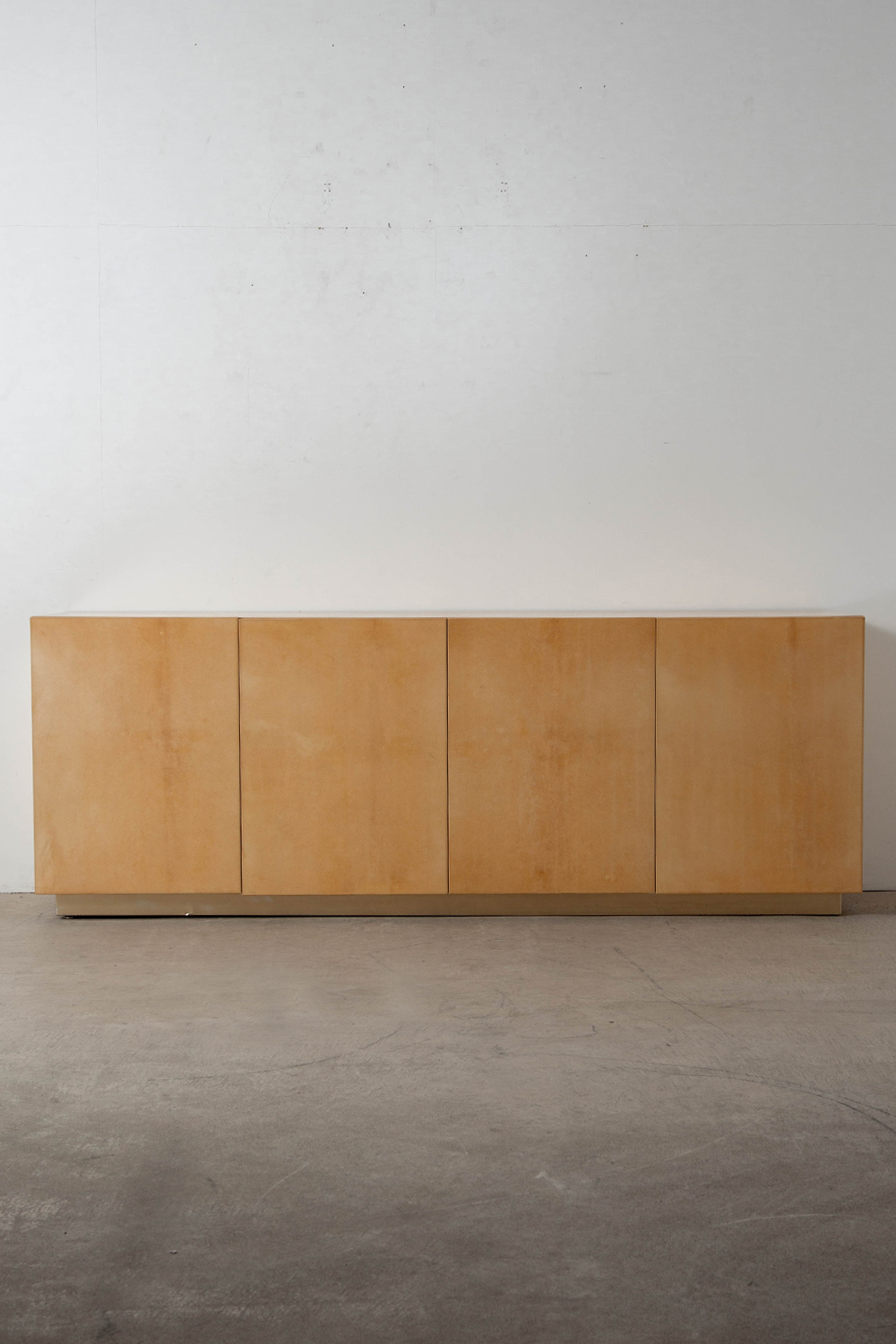 Sideboard by Aldo Tura for Tura Milano in Goat Leather , Wood and Glass