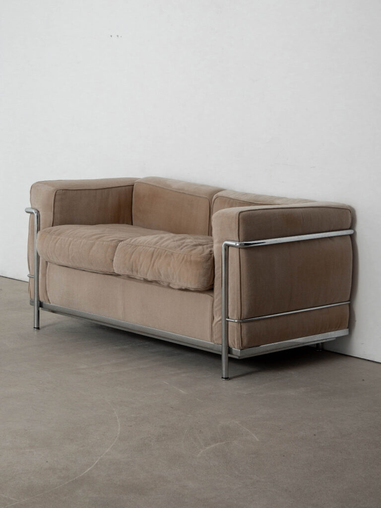 LC2 Sofa by Le Corbusier , Charlotte Perriand , Pierre Jeanneret for Cassina in Fabric and Chrome
