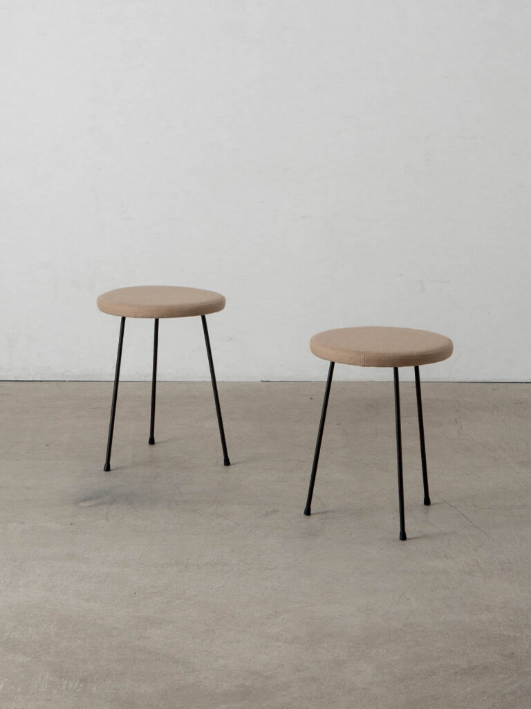 Vintage Tripod Stool in Fabric and Steel