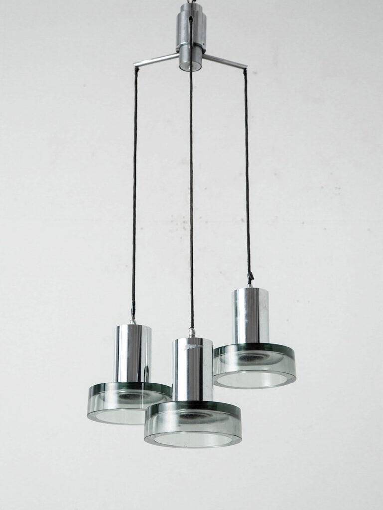 Chandelier by Flavio Poli in Glass and Steel