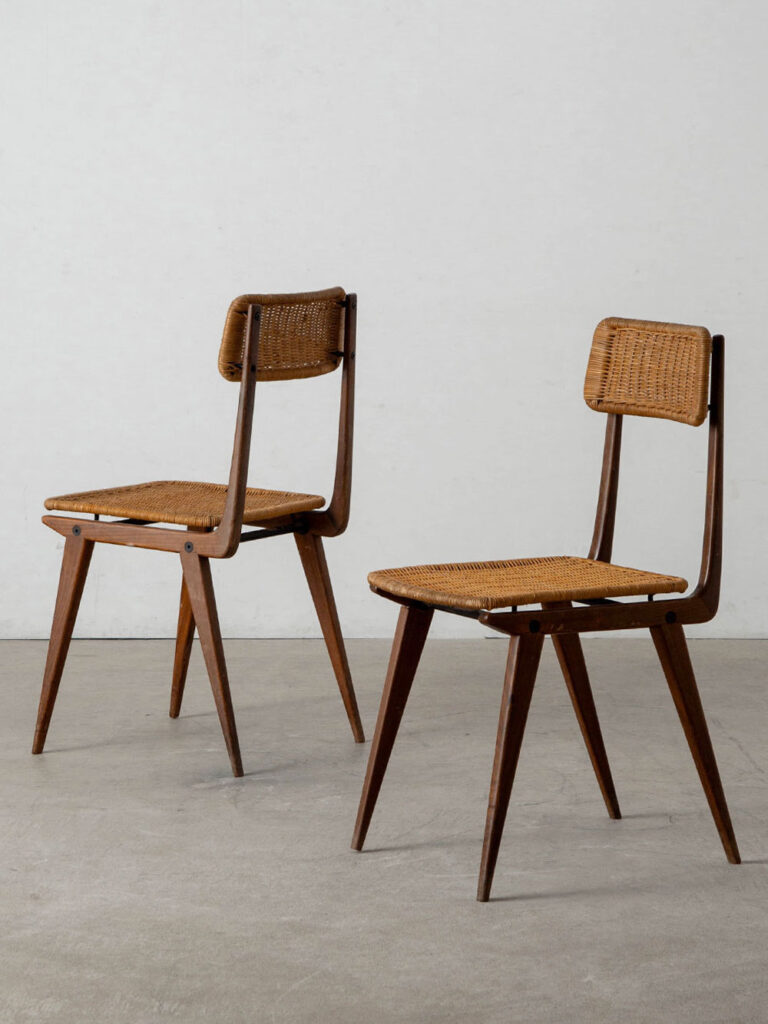 Lella Chair by Ezio Longhi for Elam Milano in Rattan , Wood and Steel