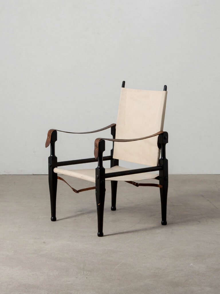 Safari Arm Chair by Wilhelm Kienzle for Wohnbedarf in Wood , Canvas and Leather