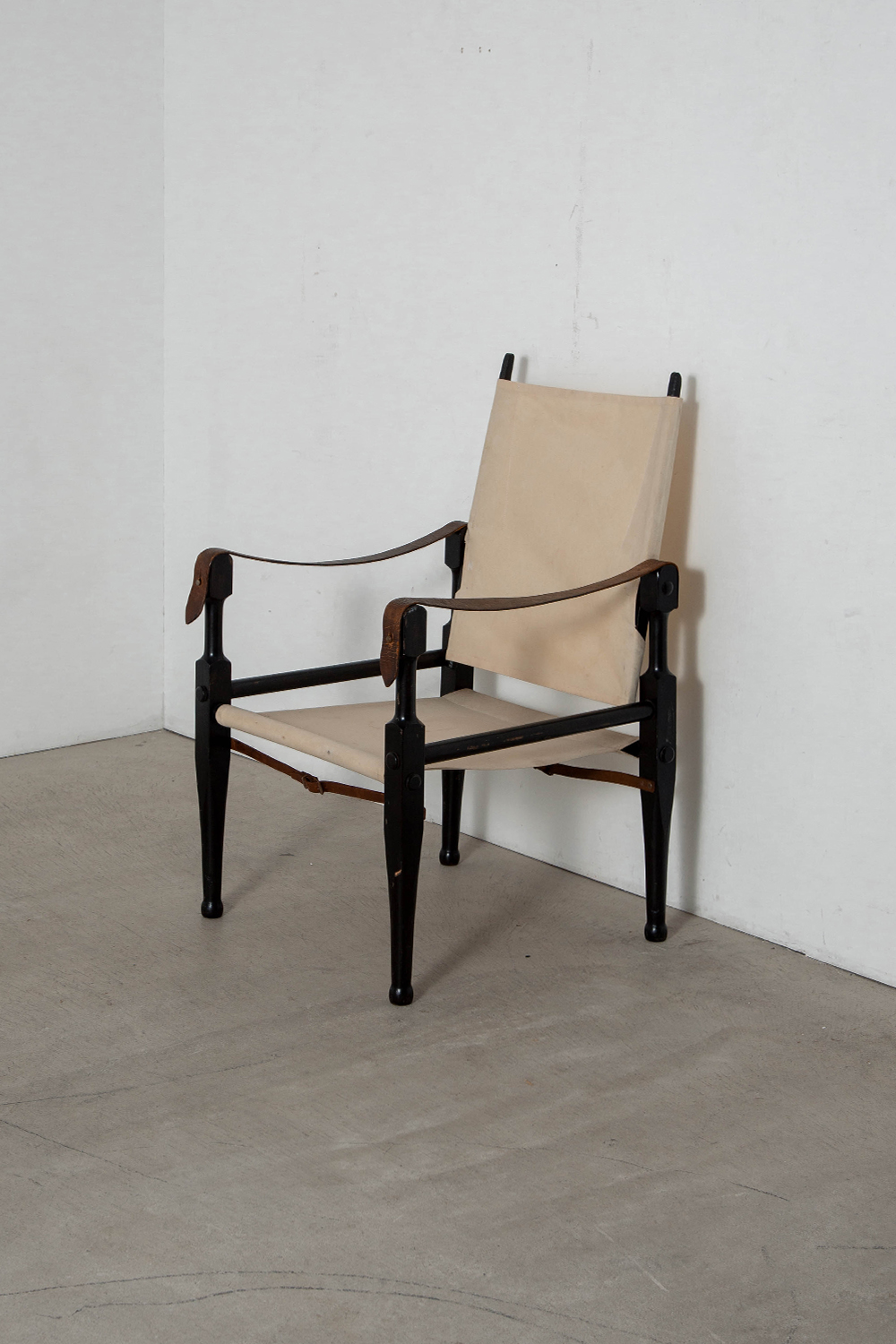 Safari Arm Chair by Wilhelm Kienzle for Wohnbedarf in Wood , Canvas and Leather