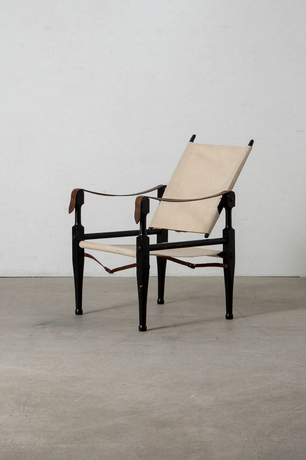 Safari Arm Chair by Wilhelm Kienzle for Wohnbedarf in Wood , Canvas and Leather