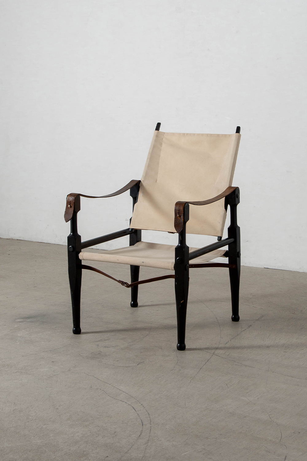 Safari Arm Chair by Wilhelm Kienzle for Wohnbedarf in Wood , Canvas and Leather