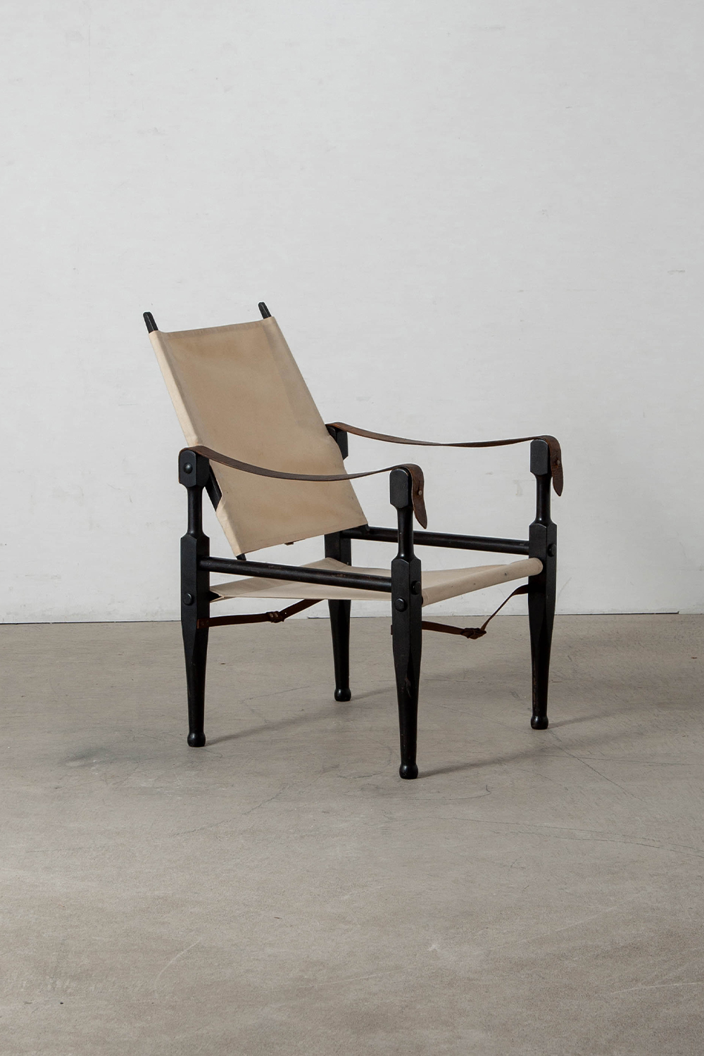 Safari Arm Chair by Wilhelm Kienzle for Wohnbedarf in Wood , Canvas and Leather