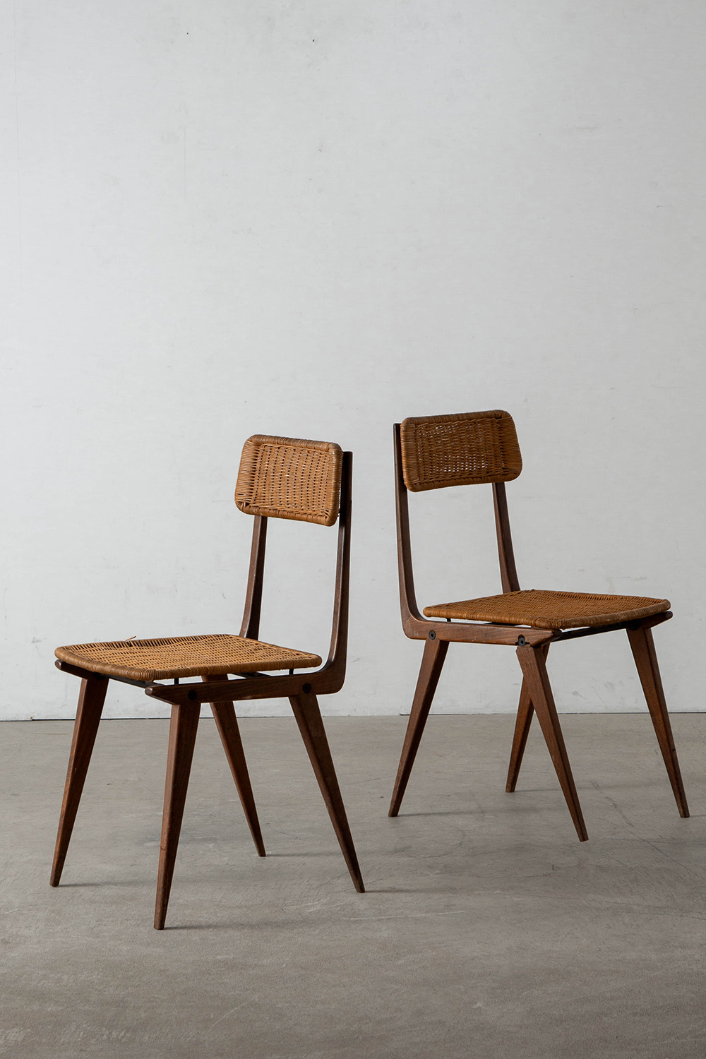 Lella Chair by Ezio Longhi for Elam Milano in Rattan , Wood and Steel