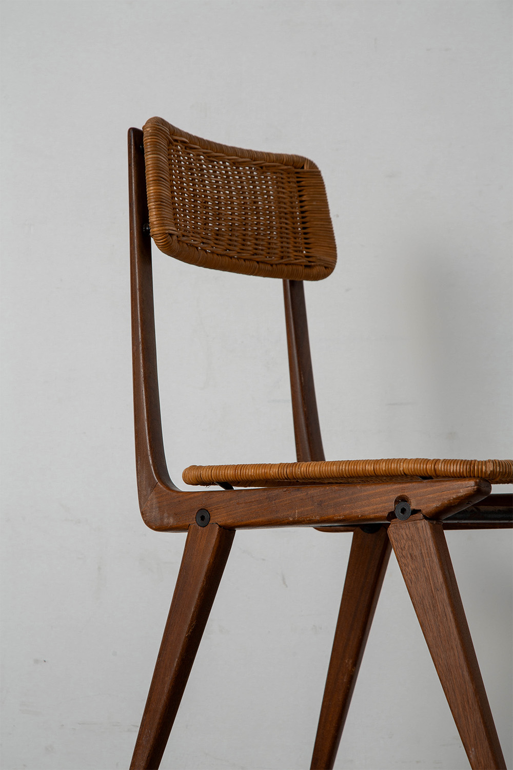 Lella Chair by Ezio Longhi for Elam Milano in Rattan , Wood and Steel