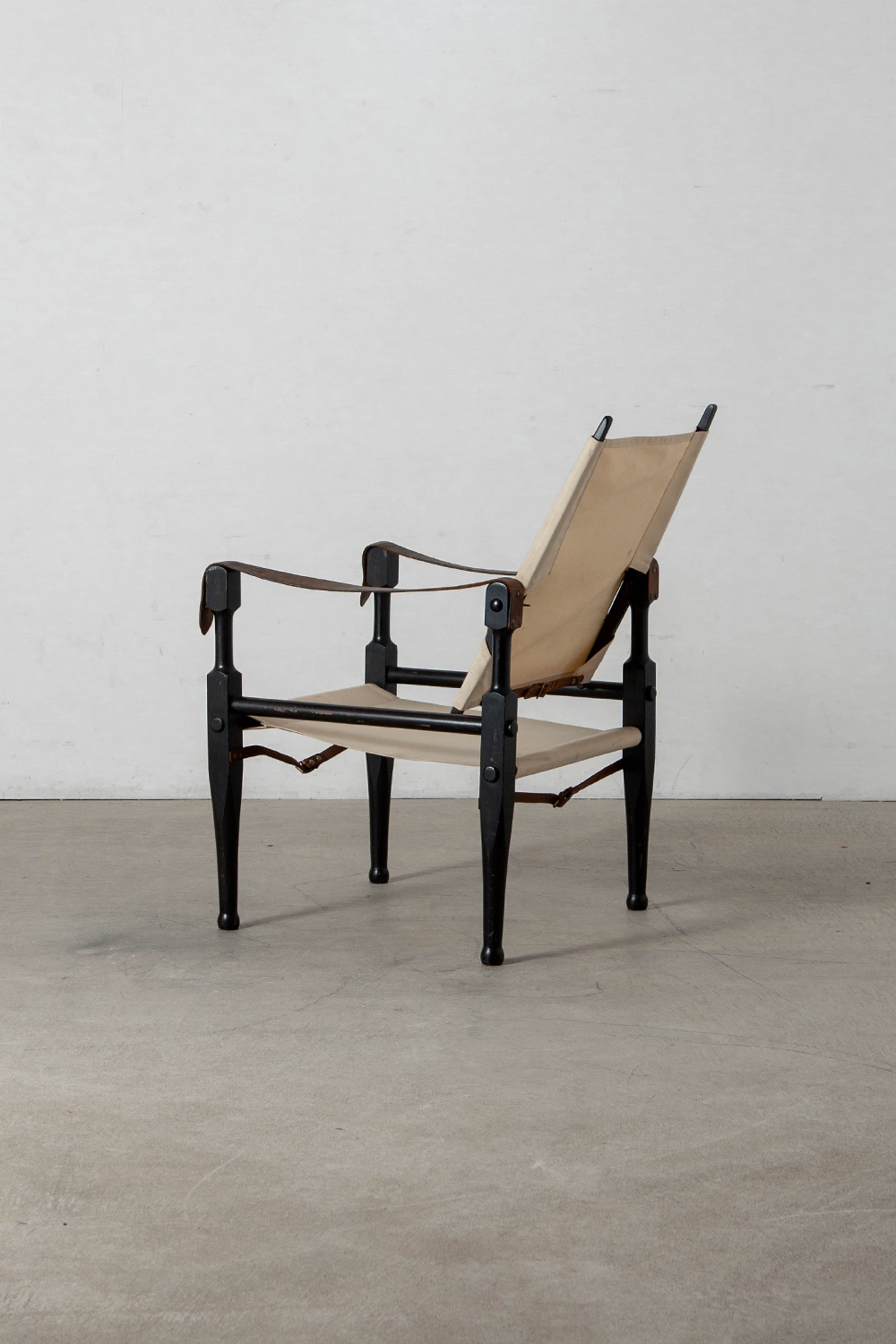 Safari Arm Chair by Wilhelm Kienzle for Wohnbedarf in Wood , Canvas and Leather