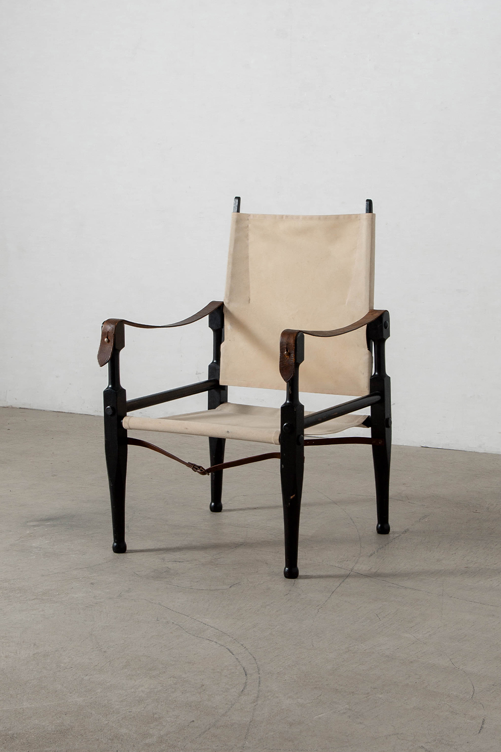 Safari Arm Chair by Wilhelm Kienzle for Wohnbedarf in Wood , Canvas and Leather