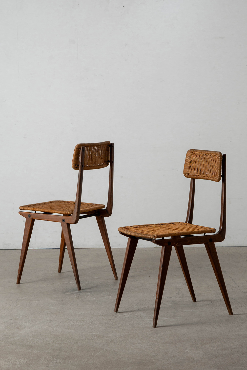 Lella Chair by Ezio Longhi for Elam Milano in Rattan , Wood and Steel