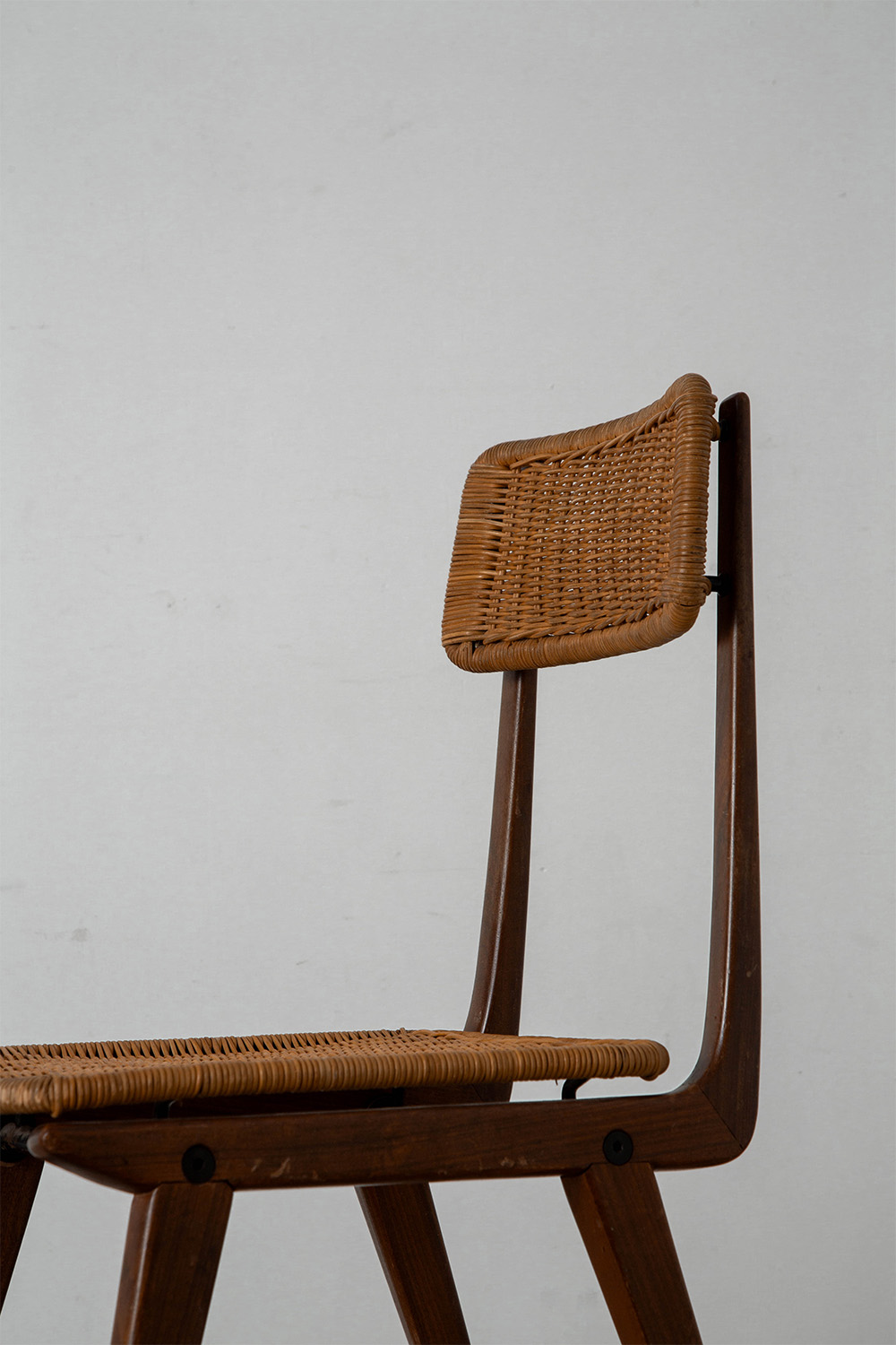 Lella Chair by Ezio Longhi for Elam Milano in Rattan , Wood and Steel