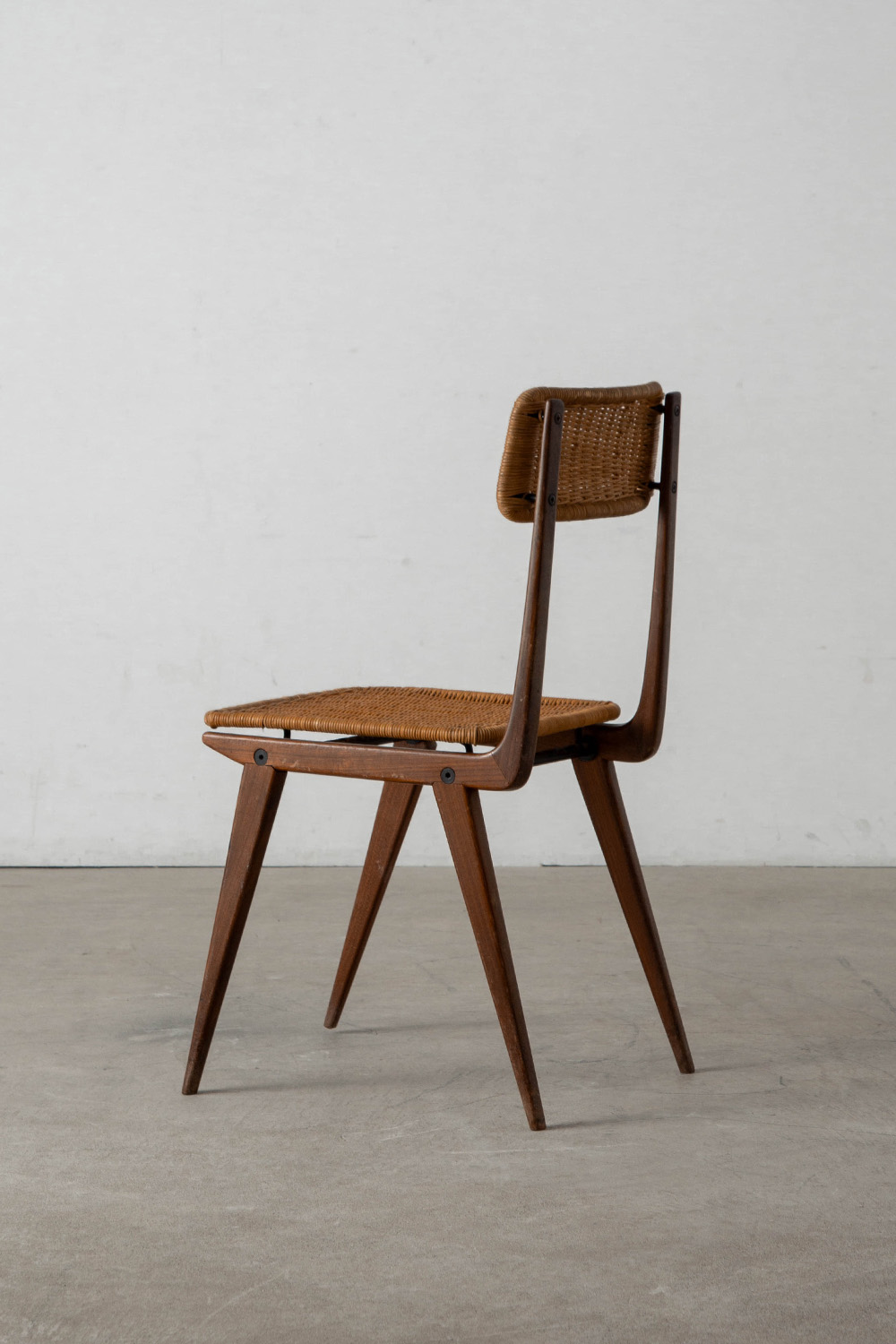 Lella Chair by Ezio Longhi for Elam Milano in Rattan , Wood and Steel