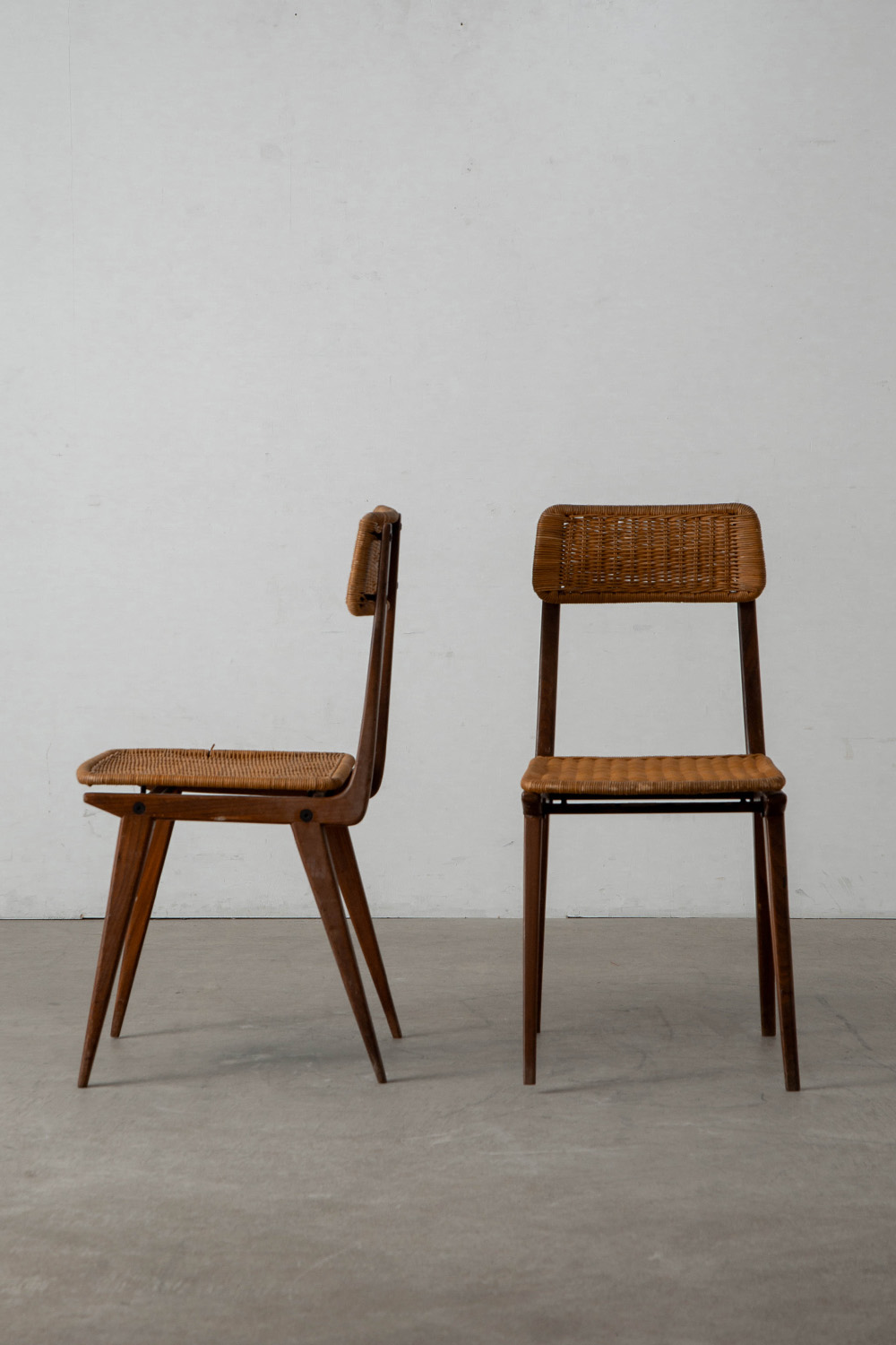 Lella Chair by Ezio Longhi for Elam Milano in Rattan , Wood and Steel