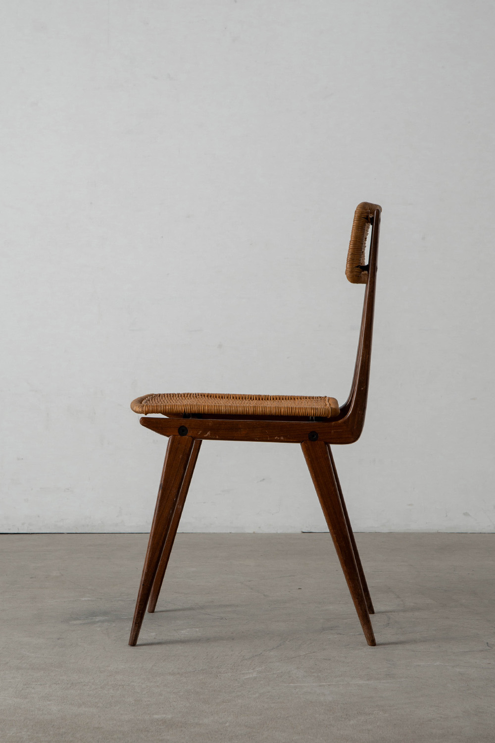 Lella Chair by Ezio Longhi for Elam Milano in Rattan , Wood and Steel