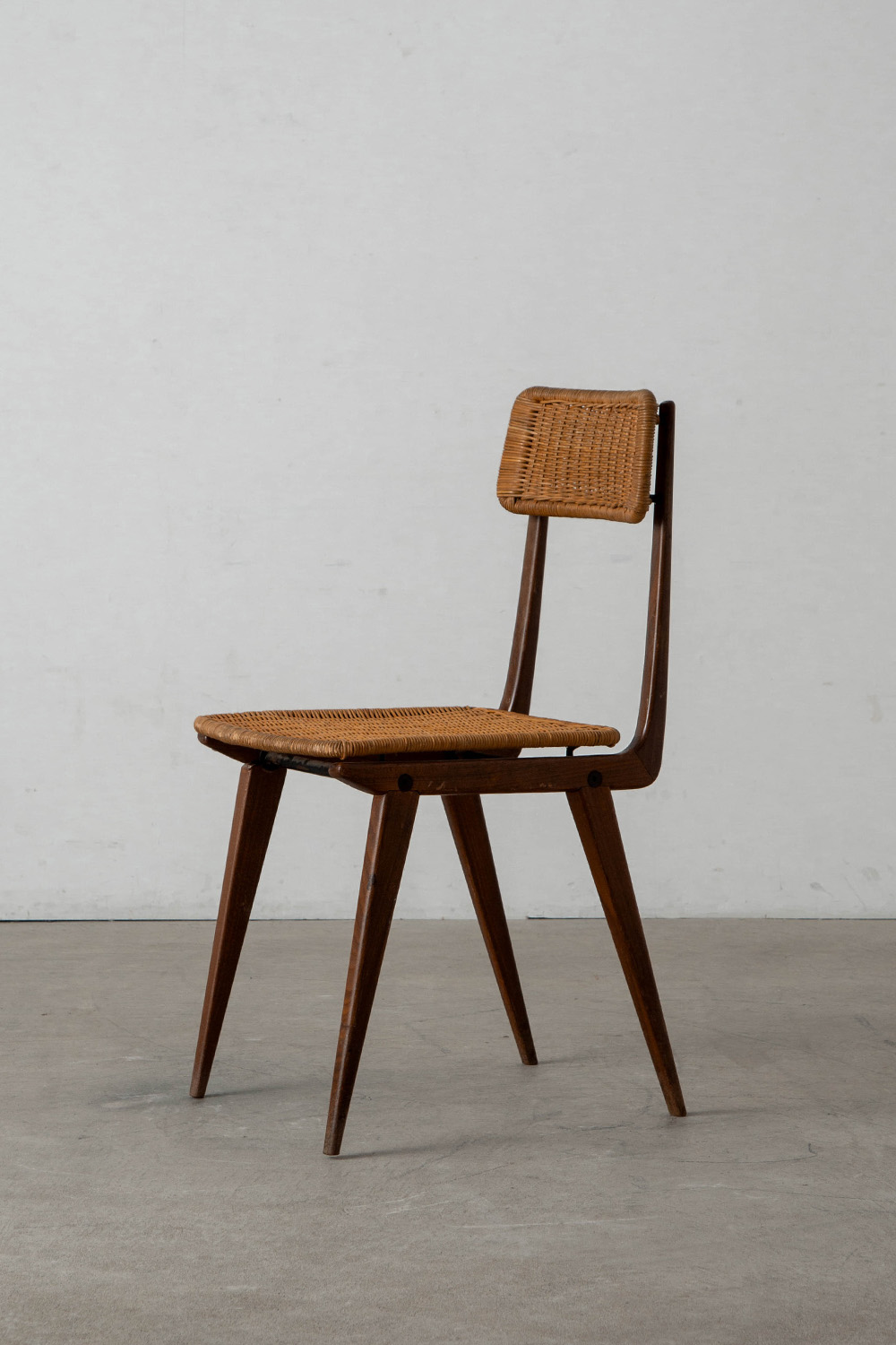 Lella Chair by Ezio Longhi for Elam Milano in Rattan , Wood and Steel
