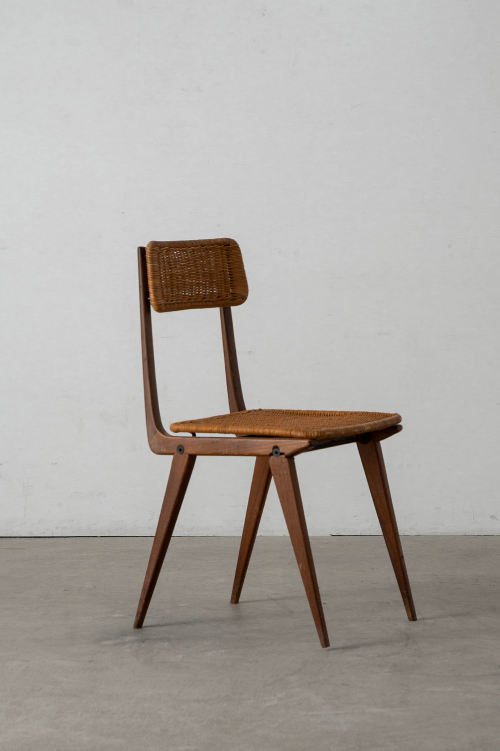Lella Chair by Ezio Longhi for Elam Milano in Rattan , Wood and Steel