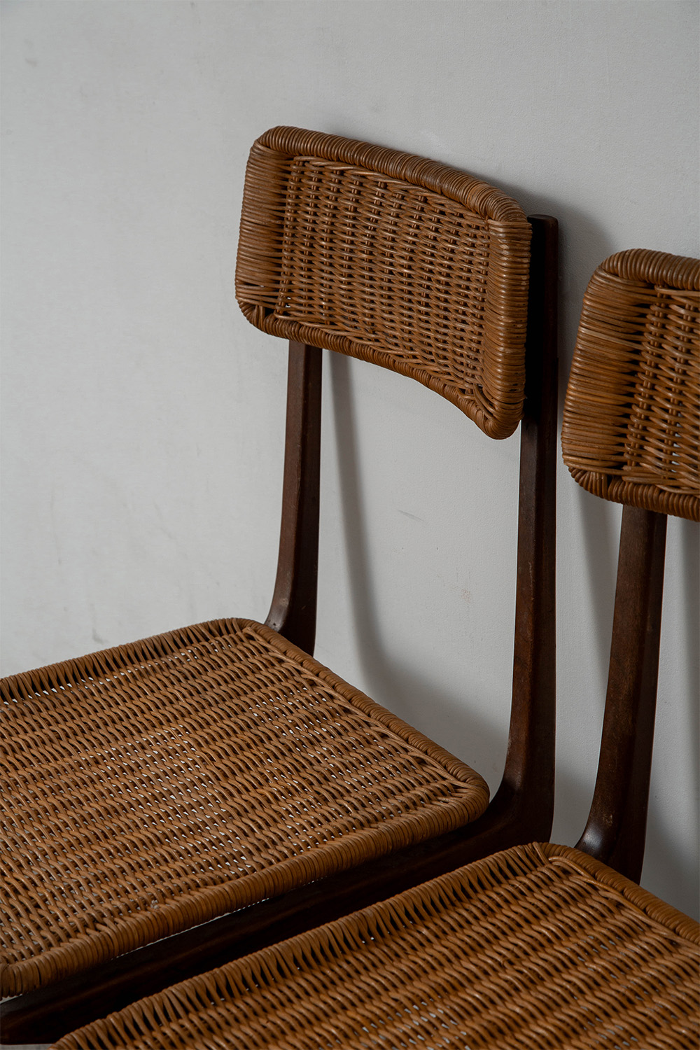 Lella Chair by Ezio Longhi for Elam Milano in Rattan , Wood and Steel