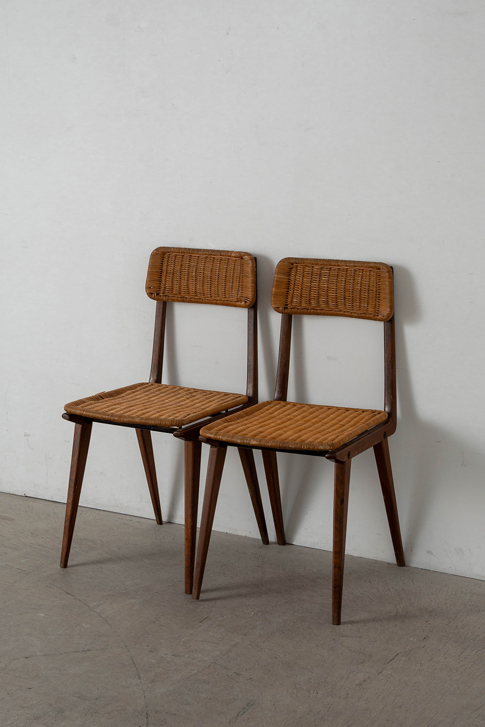 Lella Chair by Ezio Longhi for Elam Milano in Rattan , Wood and Steel