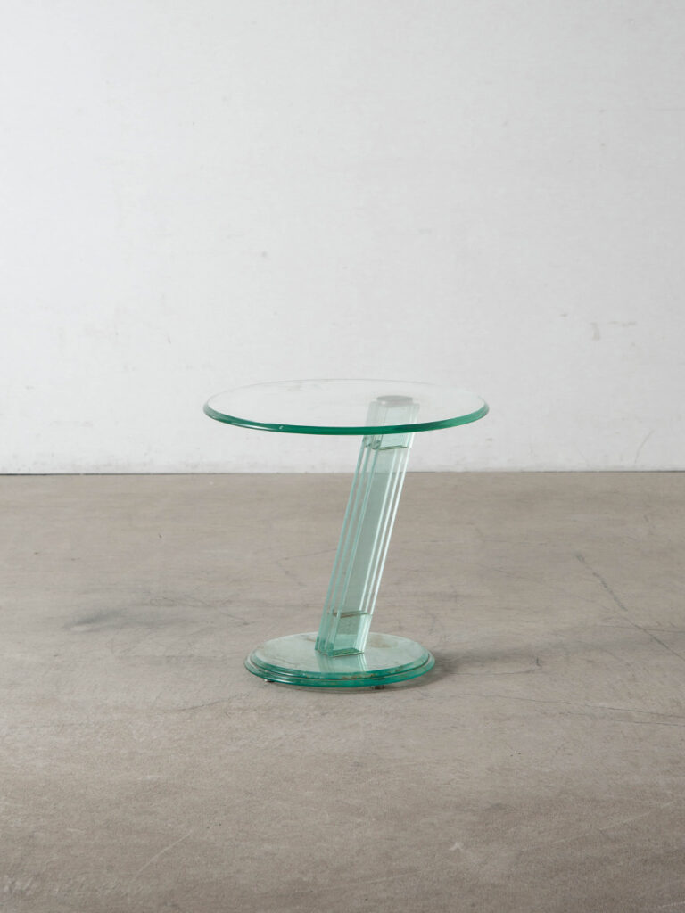 Glass Side Table for Shviro Holon in Glass and Metal
